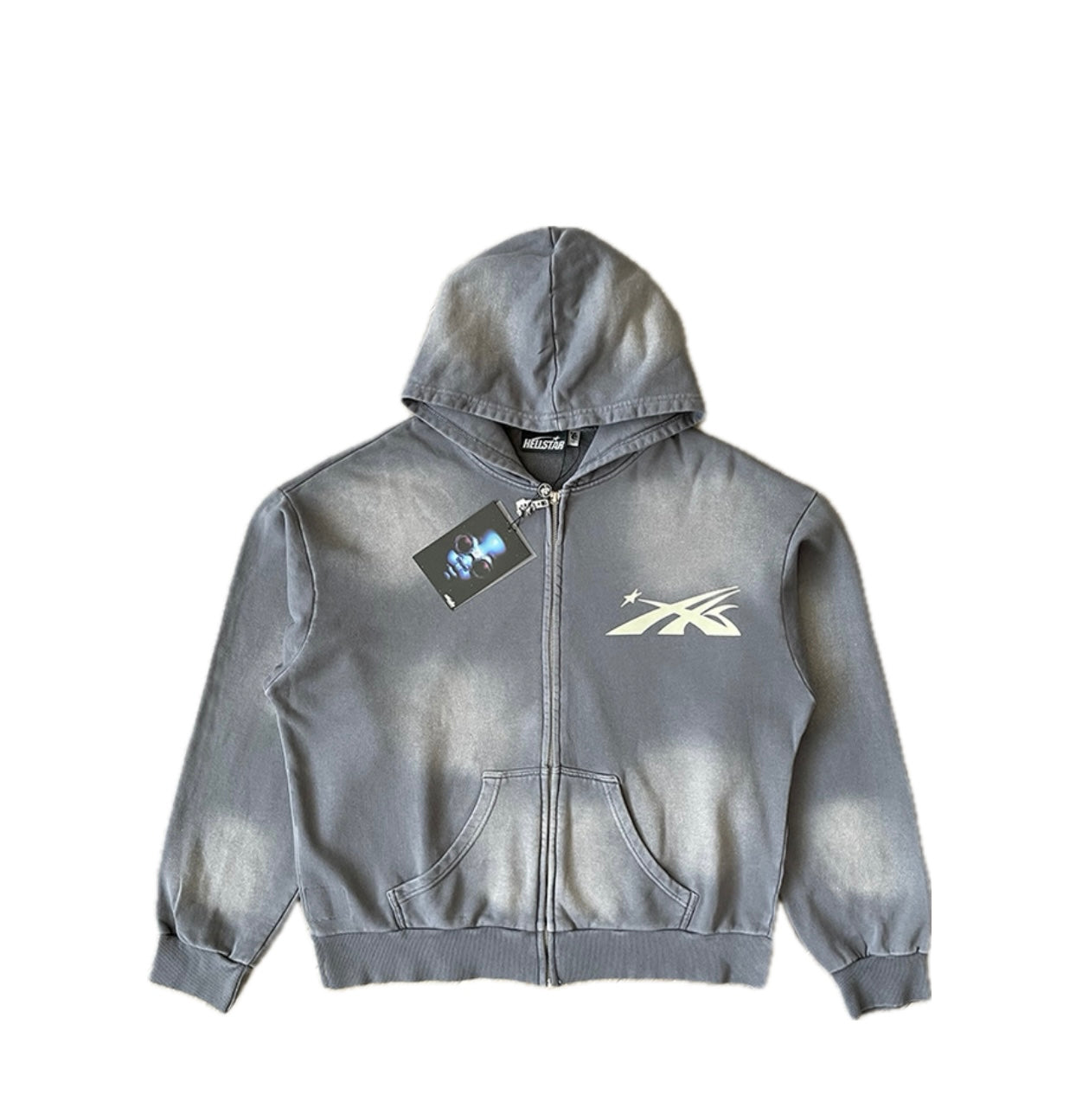 Hellstar Zip-Up Hoodie NFC TAG (SUN FADE GREY))