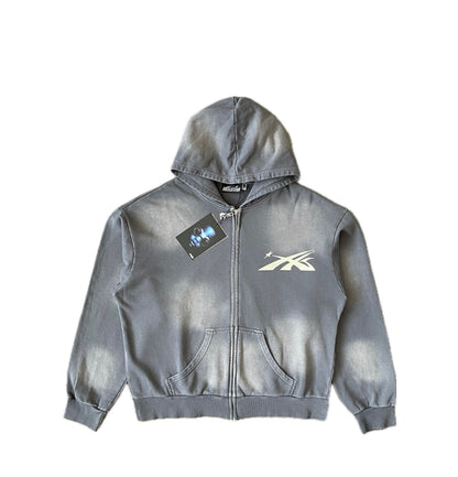 Hellstar Zip-Up Hoodie NFC TAG (SUN FADE GREY))