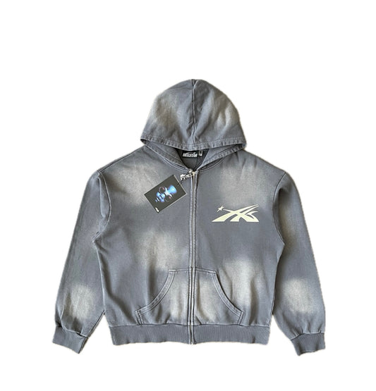 Hellstar Zip-Up Hoodie NFC TAG (SUN FADE GREY))