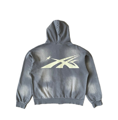 Hellstar Zip-Up Hoodie NFC TAG (SUN FADE GREY))